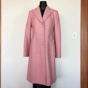 Banana Republic Pink Wool-Blend Button-up Knee-length Coat